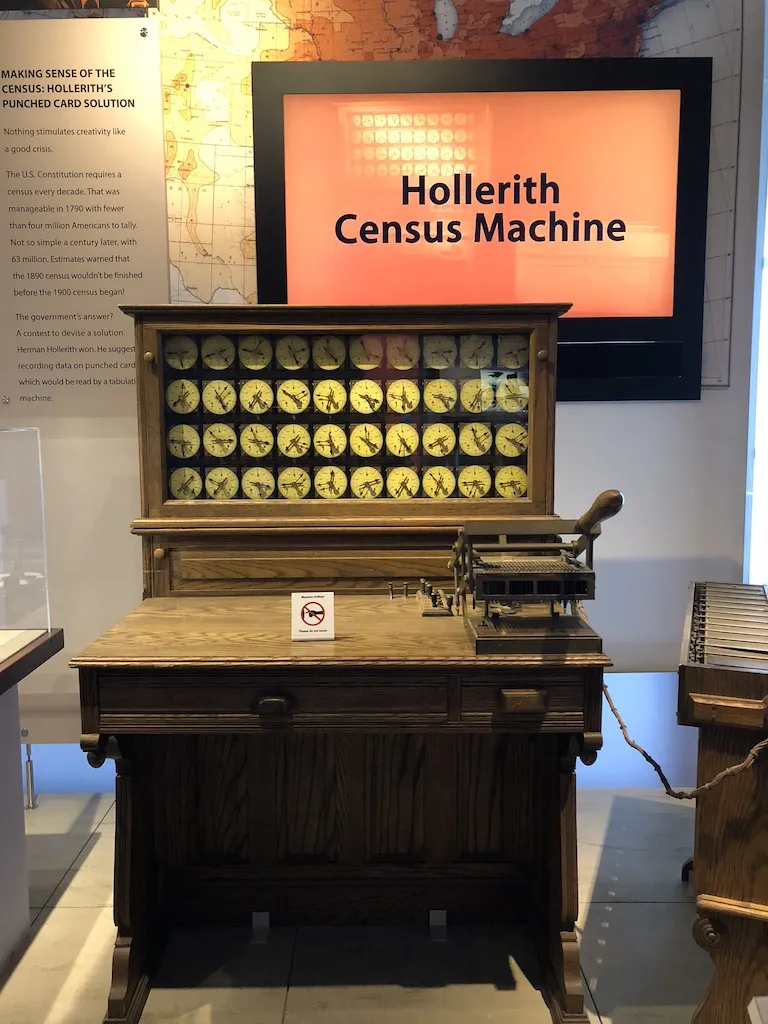 Hollerith Census Machine: The electromechanical machine used to read the punched cards
